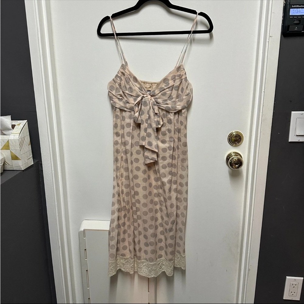 Robert Rodriguez silk and cotton Dusty Pink and grey Polka Dot dress